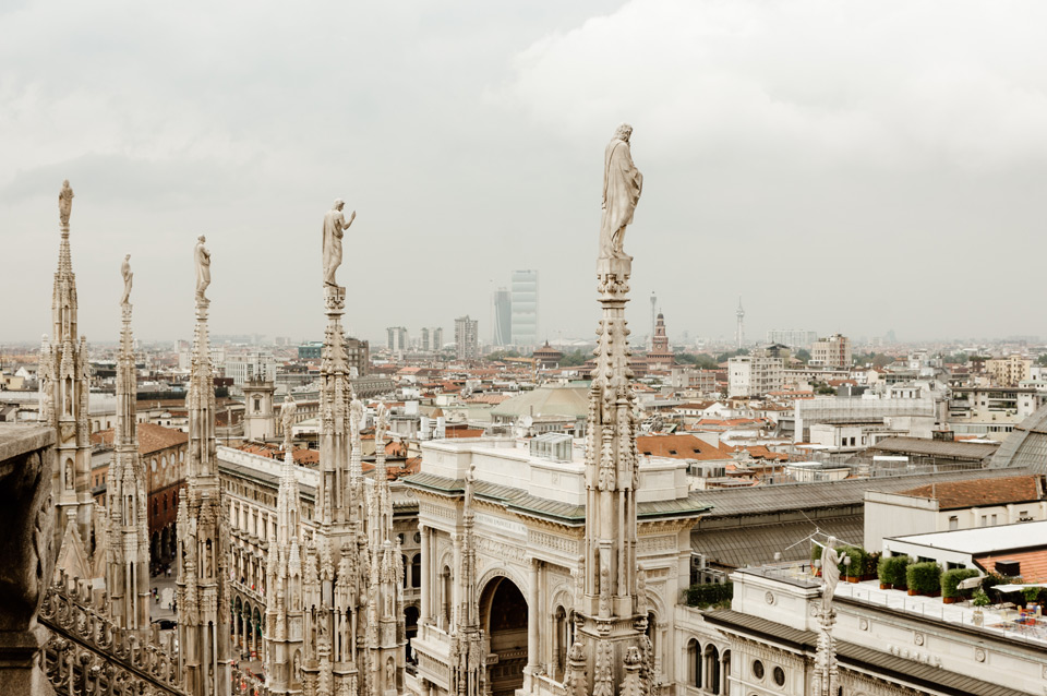 Milan, the roof of the Duomo di Milano cathedral